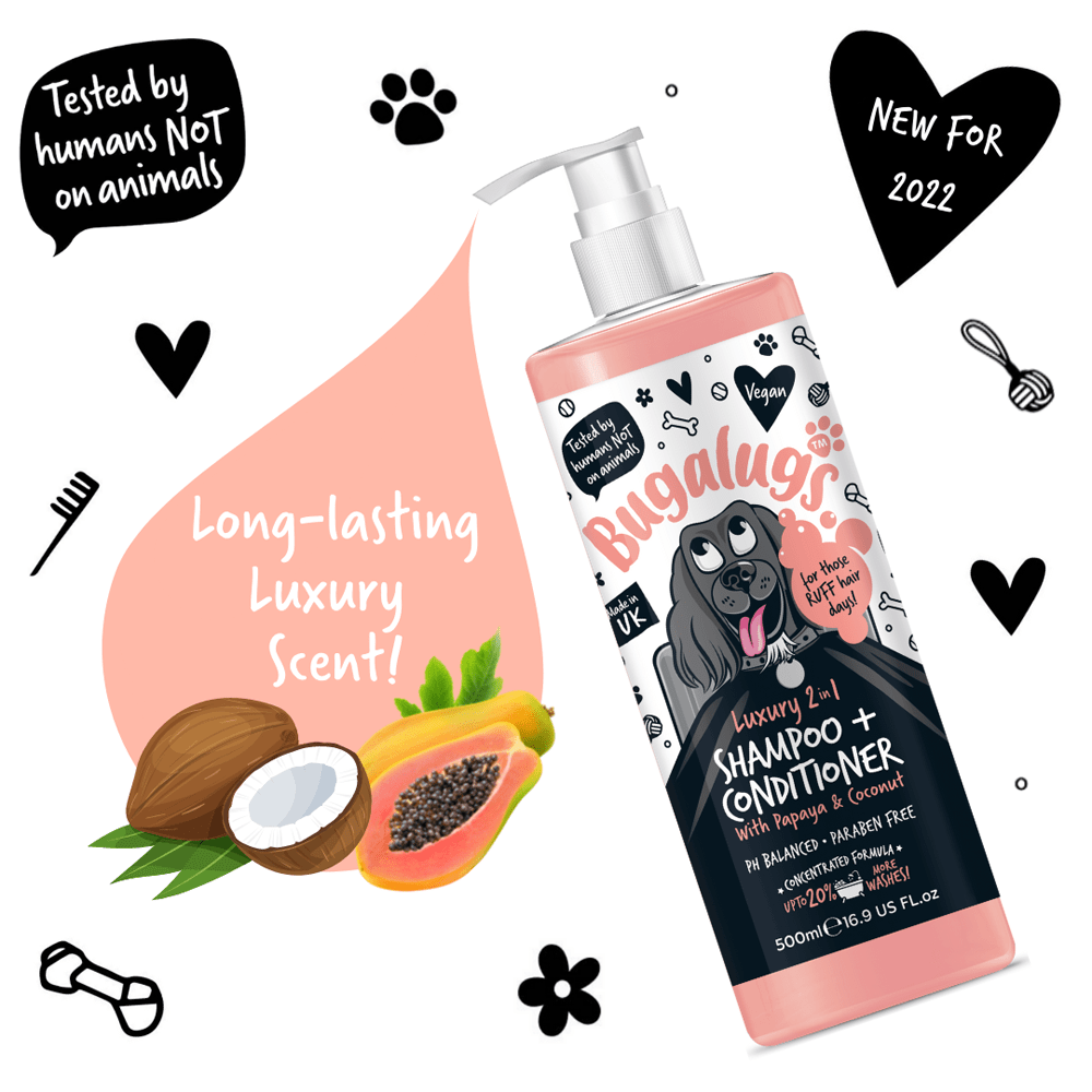 Bugalugs Luxury 2 in 1 Papaya & Coconut Dog Shampoo & Conditioner - PetHubb - 5056176297855