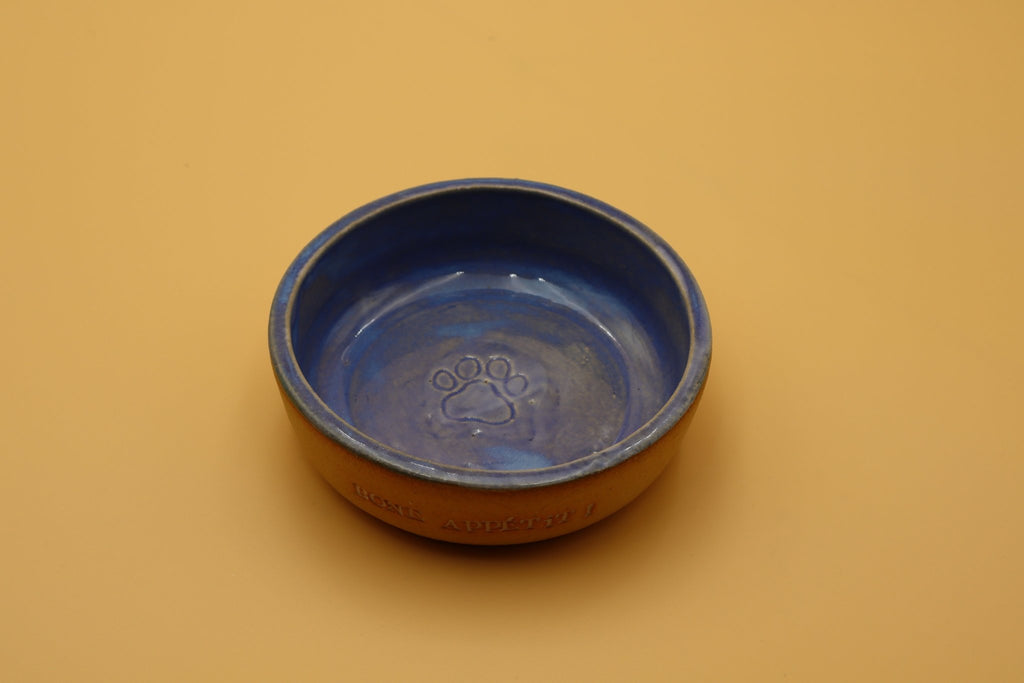 Ceramic Bowls for Cats & Dogs by Sev Pottery - Beige and Blue Bone aPetit - PetHubb - SP - B3