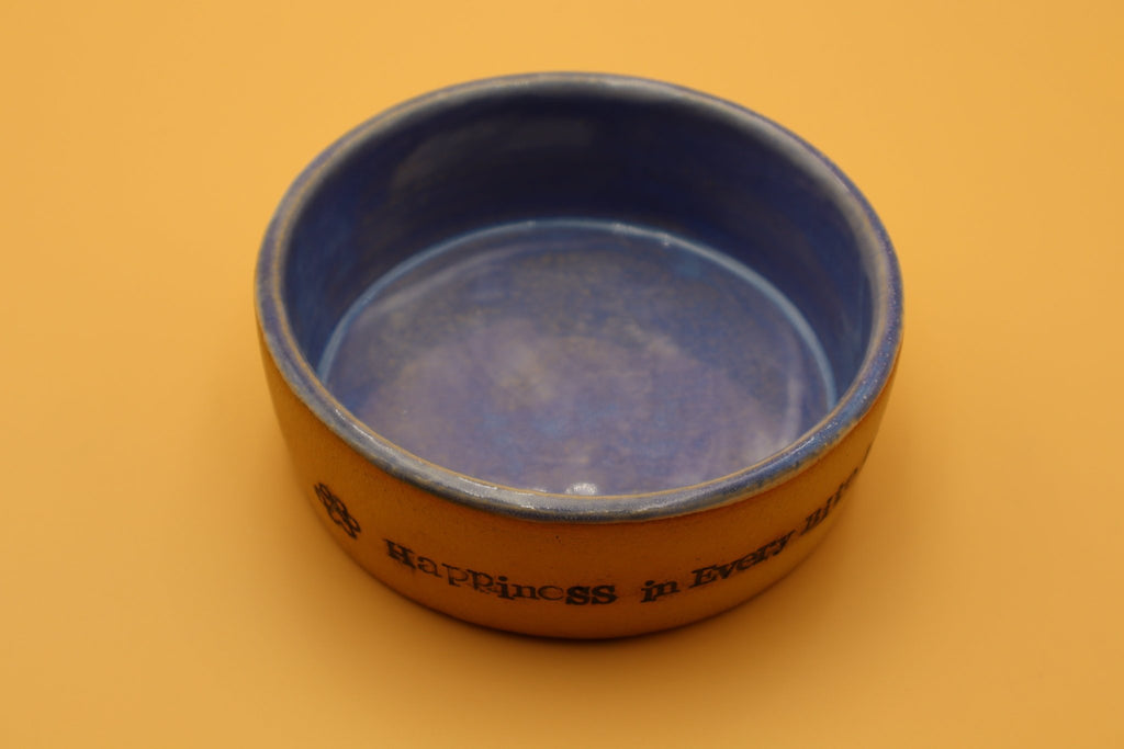 Ceramic Bowls for Cats & Dogs by Sev Pottery - Beige and Blue Happiness - PetHubb - SP - B1