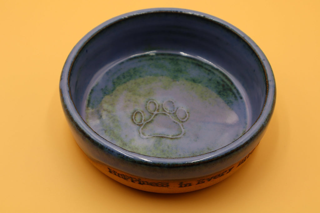 Ceramic Bowls for Cats & Dogs by Sev Pottery - Beige and Blue Happiness - PetHubb - SP - B4